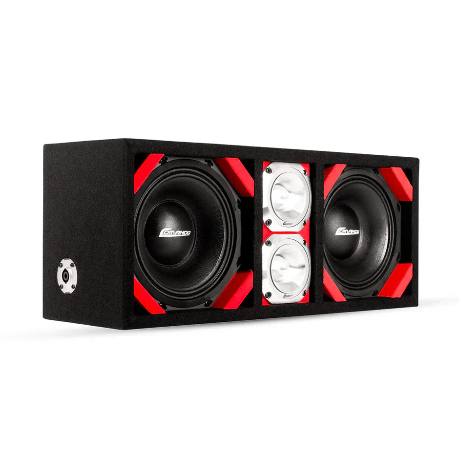KTPONV2-208RED / DUAL 8" RED LOADED PORTED BOX + 2 TWEETER COMANDO