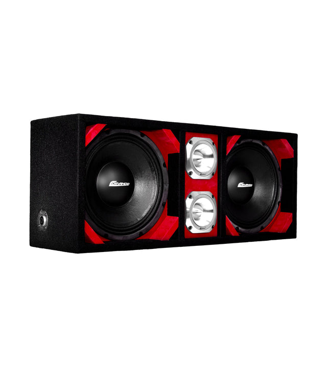 KTPONV2-210RED / DUAL 10" RED LOADED PORTED BOX + 2 TWEETER Comando Audio Inc.