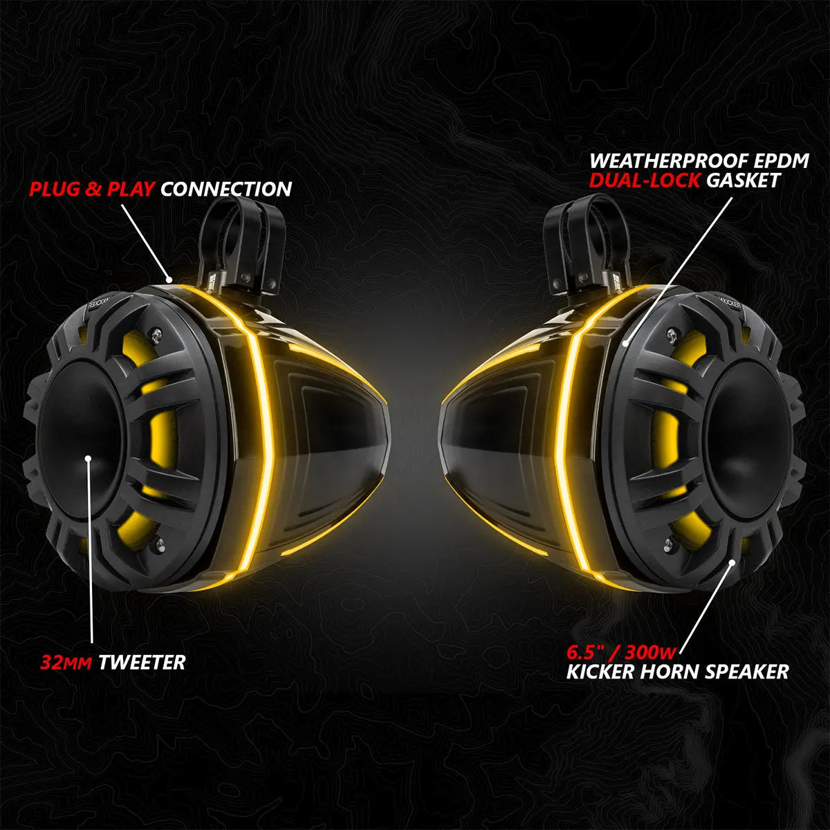2024-2026 Can-Am® Maverick R, Phase-6 K-Spec 1400watt 6-Speaker Stereo System with Kicker Horns SSV Works