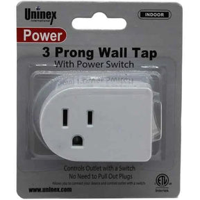 TekShack 3-Prong Wall Tap Adapter - Power Switch & LED Light TekShack