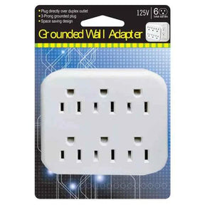 TekShack 6-Outlet Grounded Wall Adapter - 125V Power Tap TekShack