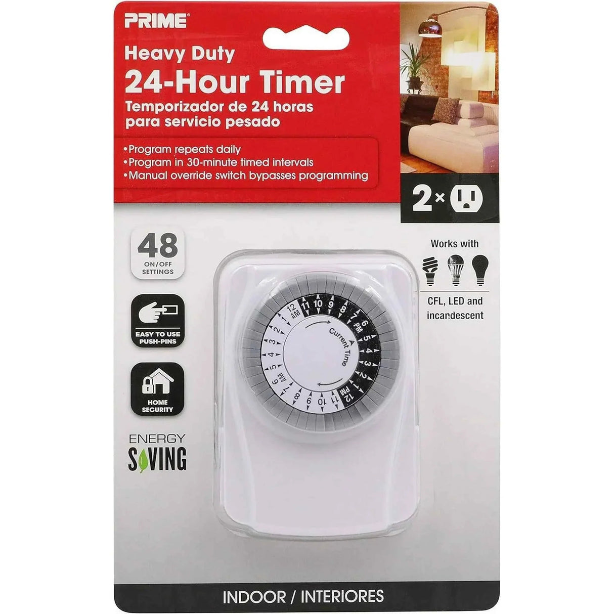 Prime Wire TNI2423 Timer Wall Tap - 24 Hour Programmable 2-Outlet TekShack