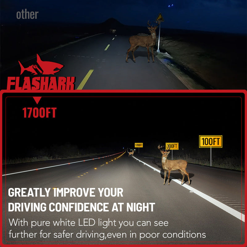 H13/9008 LED Headlight Bulbs 60W 6500K ‎‎18000LM White Dual-function 2Pcs Flashark