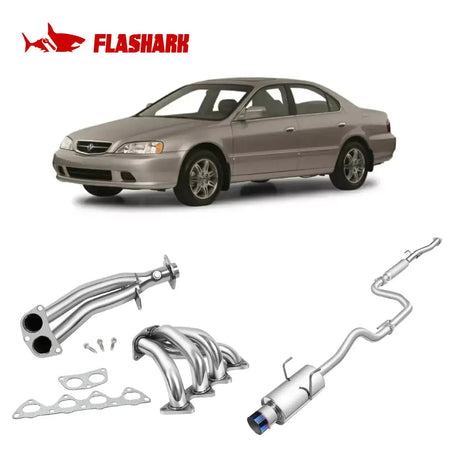 Exhaust Header/Catback All-In-One Kit for 1994-2001 Honda Acura Integra RS/LS Flashark