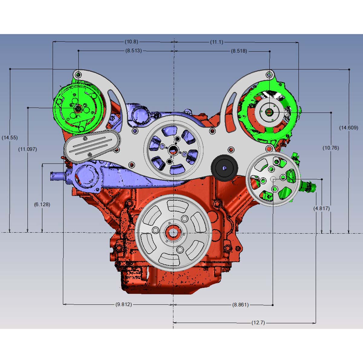 GM LS Compatible Front Accessory Drive - Full Serpentine with Alternator | AC | Power Steering | Water Pump | Brackets and Bolts