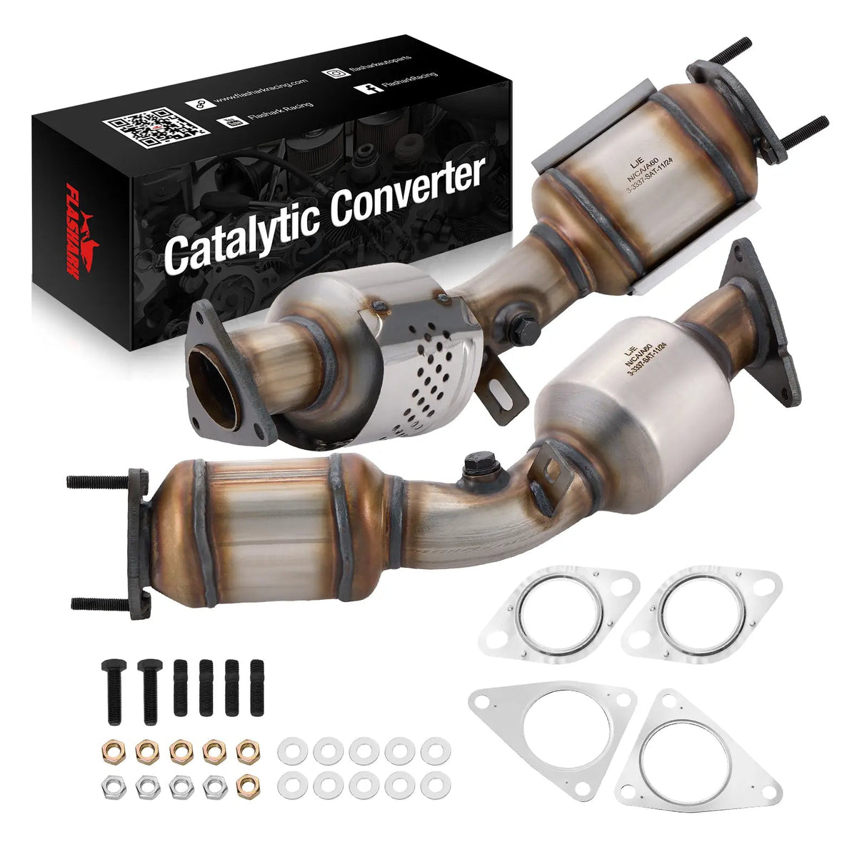 Left&Right Catalytic Converter Kit For 2007-2019 Infiniti G37, Q50, G35 - Direct Fit, E.P.A. Compliant Flashark