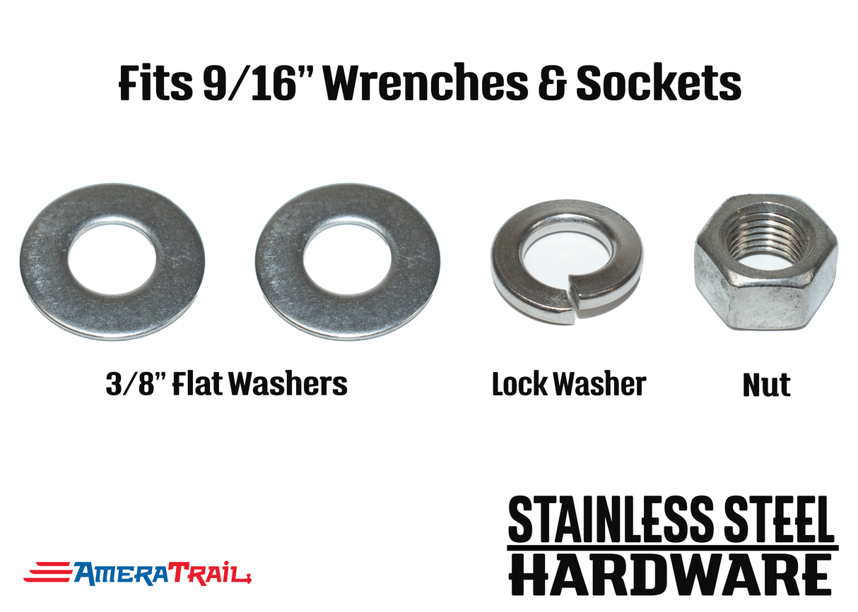 Stainless Steel Bolt 3/8 x 1 1/2", Hex Head - Available w/ Nut and Washer Hardware