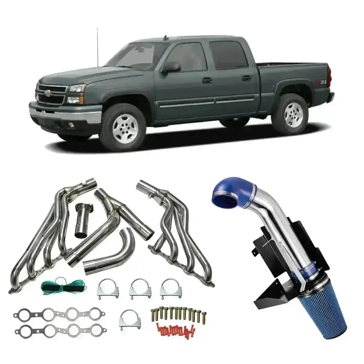 Header for 2002-2006 Chevy Avalanche 1500 4.8L/5.3L/6.0L with Optional Cold Air Intake Flashark