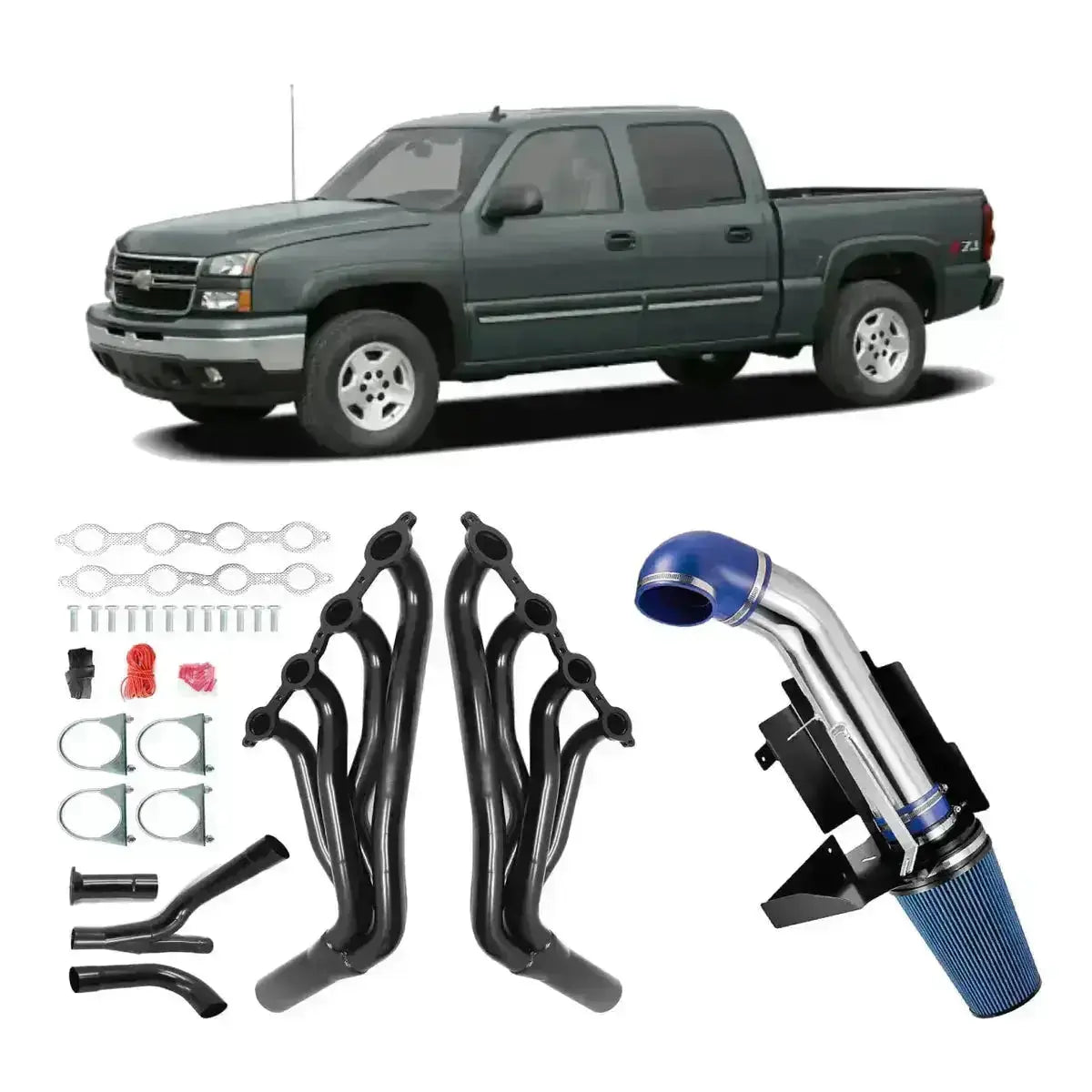 Header for 2002-2006 Chevy Avalanche 1500 4.8L/5.3L/6.0L with Optional Cold Air Intake Flashark