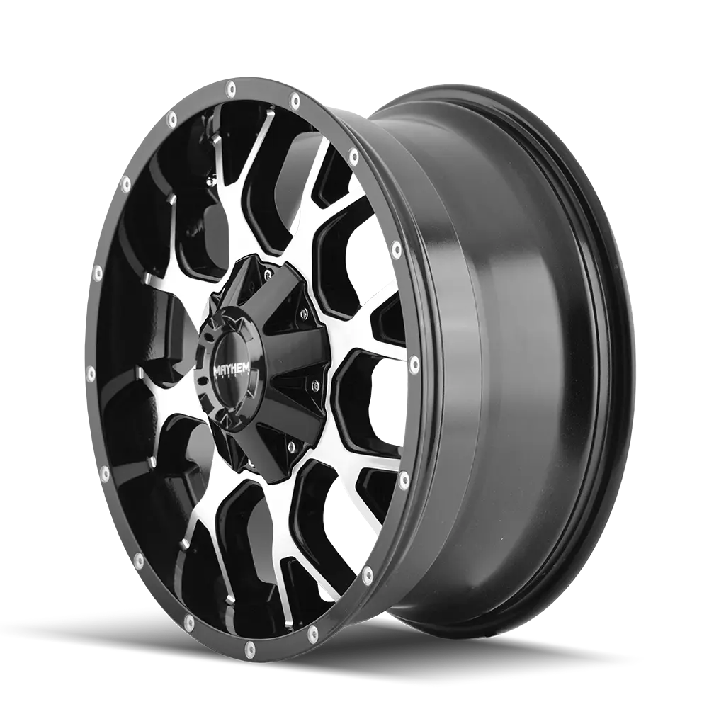 Mayhem Warrior 8015 part 8015-2937B gloss black machined face - angled profile view