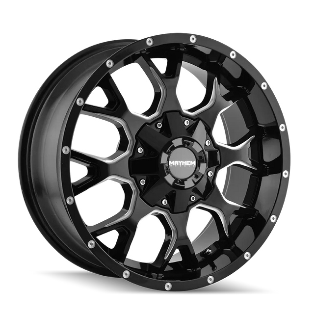 Mayhem Warrior 8015 part 8015-2952M gloss black milled spokes - front face view