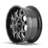 Mayhem Warrior 8015 part 8015-2952M gloss black milled spokes - angled profile view