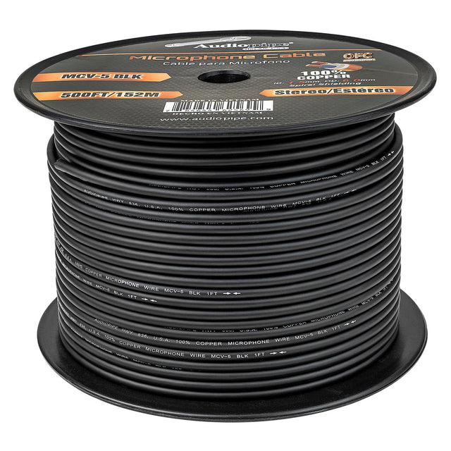 250Ft Microphone Cable (MCV-5 BLK) Audiopipe