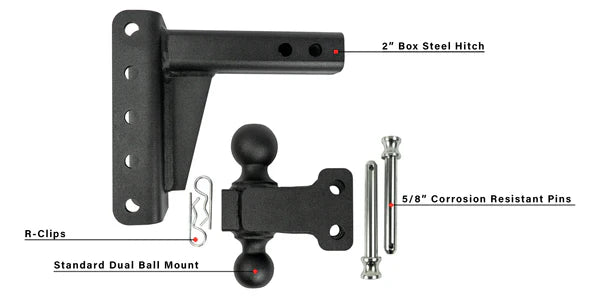 Bulletproof Medium Duty 4” Drop/Rise Hitch 2" Box Steel Shank
