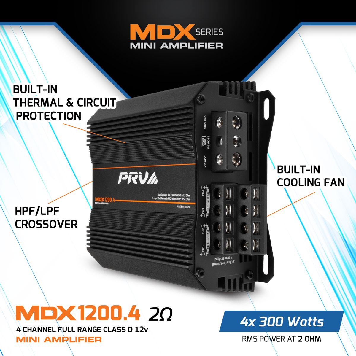 PRV MDX1200.4 2 Ohm Amplifier PRV Audio