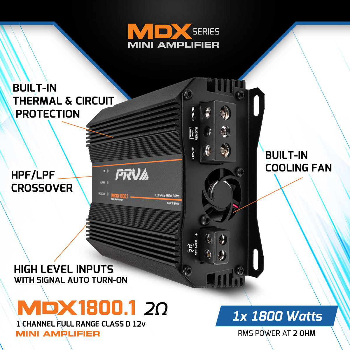 PRV MDX1800.1 2 Ohm Amplifier PRV Audio