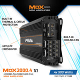 MDX2000.4 1 Ohm Mini 4 Channel Full Range Amplifier PRV