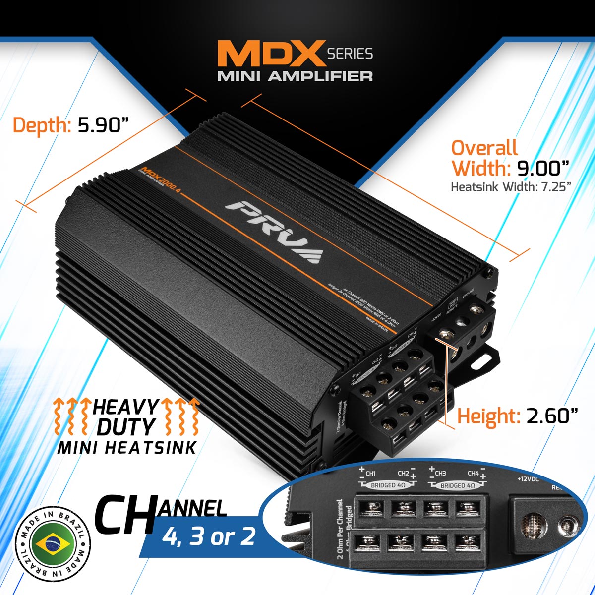 MDX2000.4 2 Ohm Mini 4 Channel Full Range Amplifier PRV