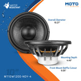 PRV Audio MT10W1200-NDY-4 10 Inch Motorcycle Midbass Woofer 4 Ohm
