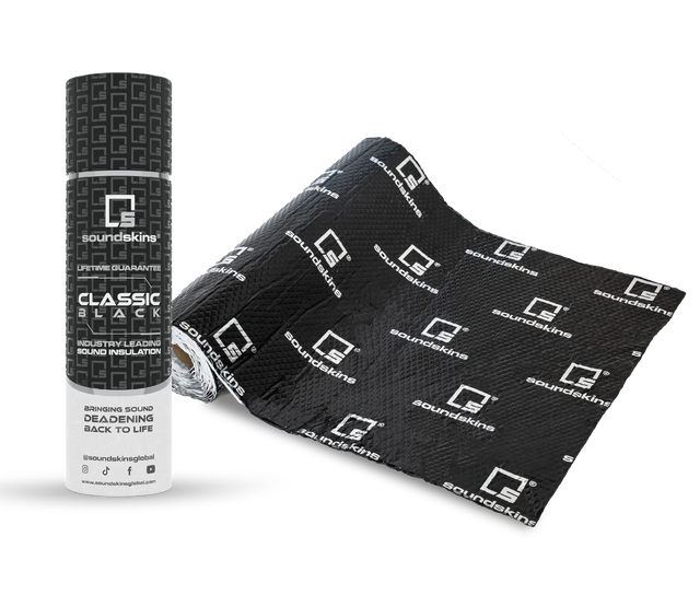 SoundSkins | Classic Black Sound Deadening Kit Double Layer Mat | SSK-CLASSICBLACK | Pure Rubber Butyl & Diamond Embossed Foil, 38.75 sq ft SoundSkins Global