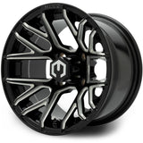 MODZ® Matrix 12x7 | -25 Offset Glossy Black with Ball Mill 12" Golf Cart Wheel
