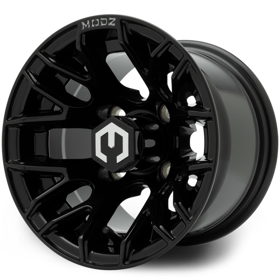MODZ® Matrix 10x7 | -25 Offset Glossy Black 10" Golf Cart Wheel