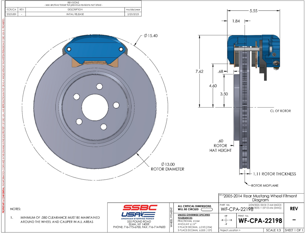 American Made R1-Redline Billet Aluminum Direct Fit Rear Disc Brake Kit W/DS Rotors. Clear A550-21-DS