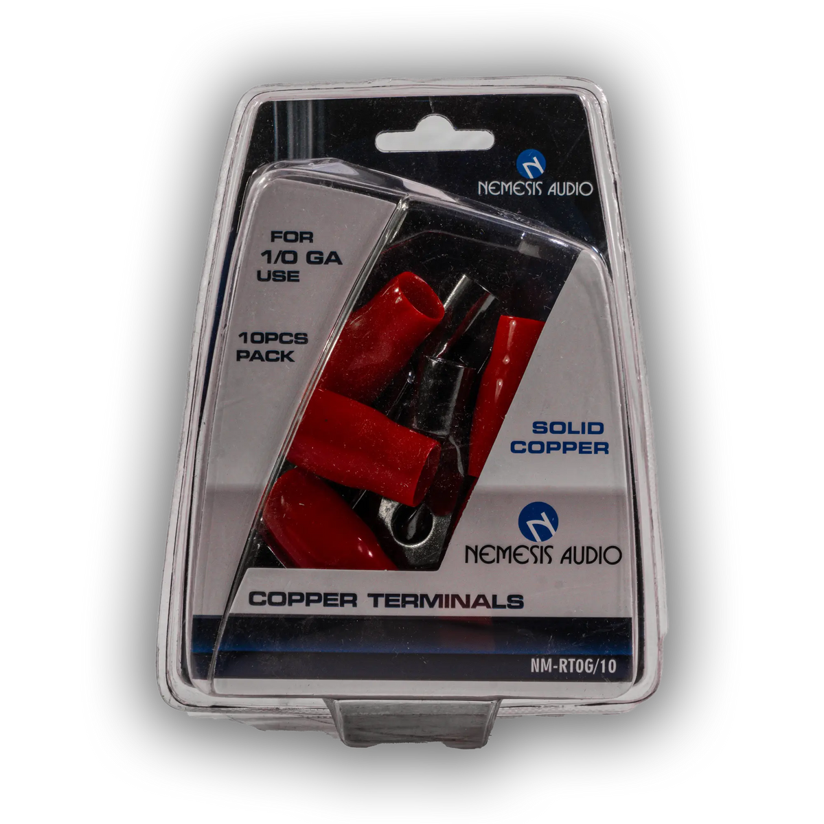 Nemesis Audio NM-RT0G/10 Copper Ring Terminals for 1/0 Gauge Use – 10 Pack