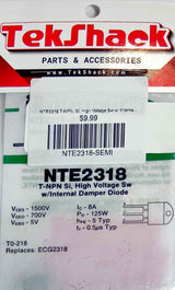 NTE2318 T-NPN, Si, High Voltage Sw w/ Internal Damper Diode NTE