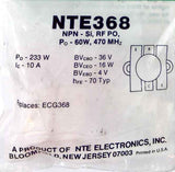 NTE368 NPN- Si, RF PO, 60W, 470 Mhz NTE