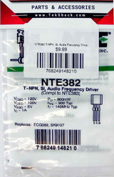 NTE382 T-NPN, Si, Audio Frequency Driver NTE