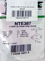 NTE387 T-NPN, Si, Power Amp, Switch NTE