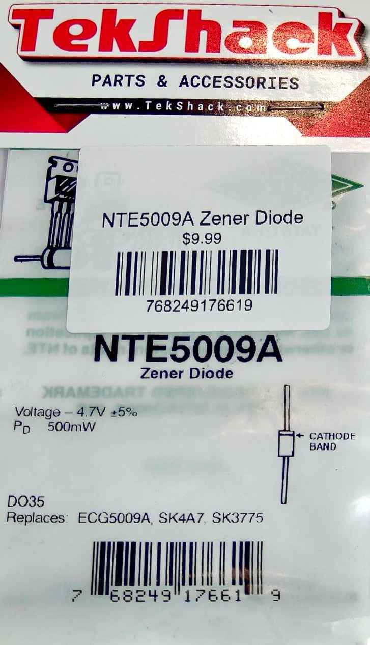 NTE5009A Zener Diode 6.2V 1W DO-41 Through-Hole NTE