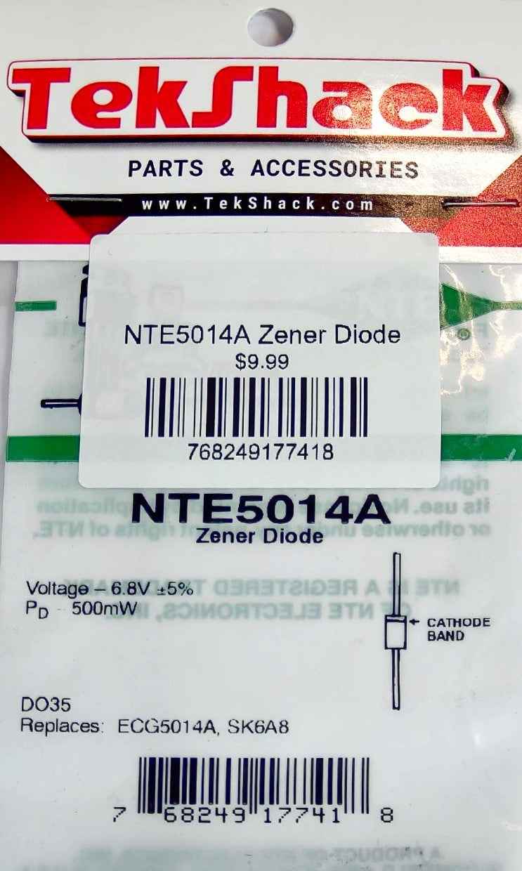 NTE5014A Zener Diode 3.9V 1W DO-41 Through-Hole NTE