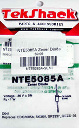 NTE5085A Zener Diode 3.3V 0.5W DO-35 Through-Hole NTE