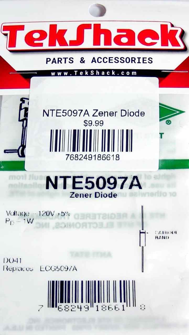 NTE5097A Zener Diode 5.1V 0.5W DO-35 Through-Hole NTE