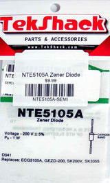 NTE5105A Zener Diode 3.3V 0.5W DO-35 Through-Hole NTE