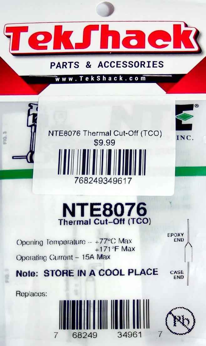 NTE8076 Thermal Cut-Off (TCO) NTE