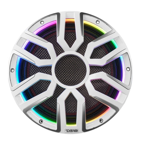 12" Neodymium Marine & Powersport Subwoofer with Digital LED Lights and Carbon Fiber Cone | 800W RMS 4-Ohm
