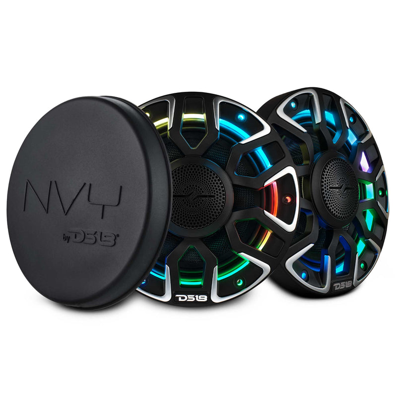 6.5” Marine Coaxial Speaker With Kevlar Cone, Bullet Tweeter, Neodymium Magnet, and Digital LED Lights | 200W RMS 4-Ohm