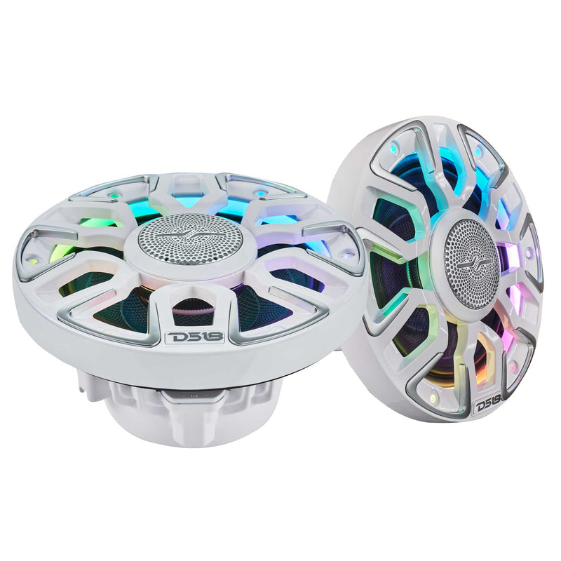 6.5” Marine Coaxial Speaker With Kevlar Cone, Bullet Tweeter, Neodymium Magnet, and Digital LED Lights | 200W RMS 4-Ohm