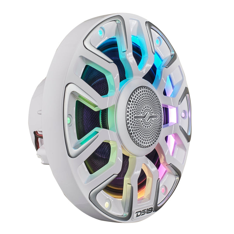 6.5” Marine Coaxial Speaker With Kevlar Cone, Bullet Tweeter, Neodymium Magnet, and Digital LED Lights | 200W RMS 4-Ohm