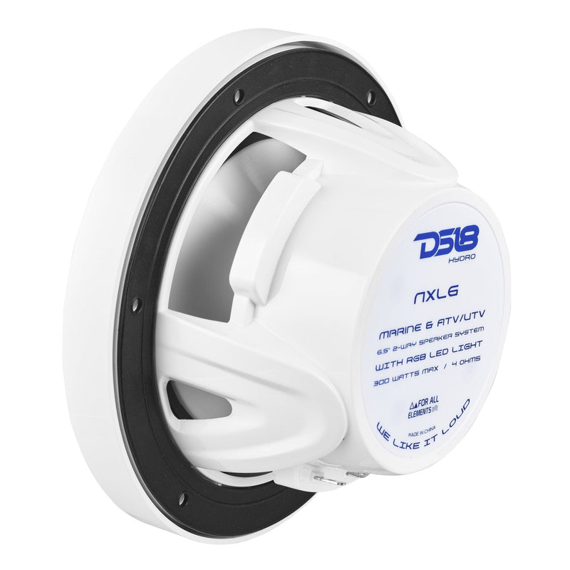 NXL 6.5" 2-Way Coaxial Marine Speaker with LED RGB Lights | 100W RMS 4-Ohm
