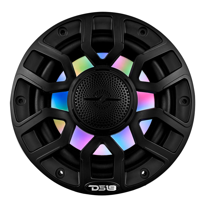 NXL 6.5" 2-Way Coaxial Marine Speaker with Bullet Tweeter and Digital Led Lights | 150W RMS 4-Ohm