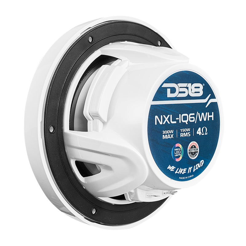NXL 6.5" 2-Way Coaxial Marine Speaker with Bullet Tweeter and Digital Led Lights | 150W RMS 4-Ohm