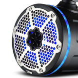 Bronco 6th Gen Roll Bar Audio Bundle – 8" Marine Tower Speakers with RGB LED Lights, OEM Roll Bar Mounting Clamps & Amplifier