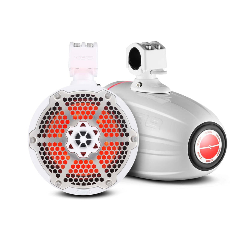 NXL 8" Neodymium Marine and Powersports Towers with Built-in Passive Radiator, 1" Driver and LED RGB Lights 180 Watts Rms