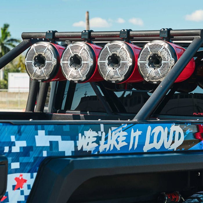 NXL 10" Neodymium Marine and Powersports Towers with Built-in Passive Radiator, 1" Driver and LED RGB Lights 300 Watts Rms -White
