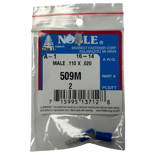Noble Male Vinyl Disconnect Terminal – .110 Tab, 16-14 GA, 2-Pack #509M Noble