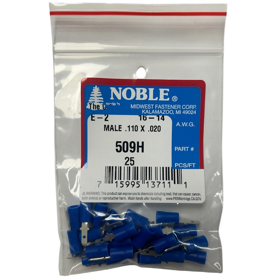 Noble Male Vinyl Disconnect Terminal – .110 Tab, 16-14 GA, 25-Pack #509H Noble